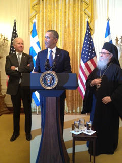 President Obama, Vice President Biden, and Greek Archbishop Demetrios
